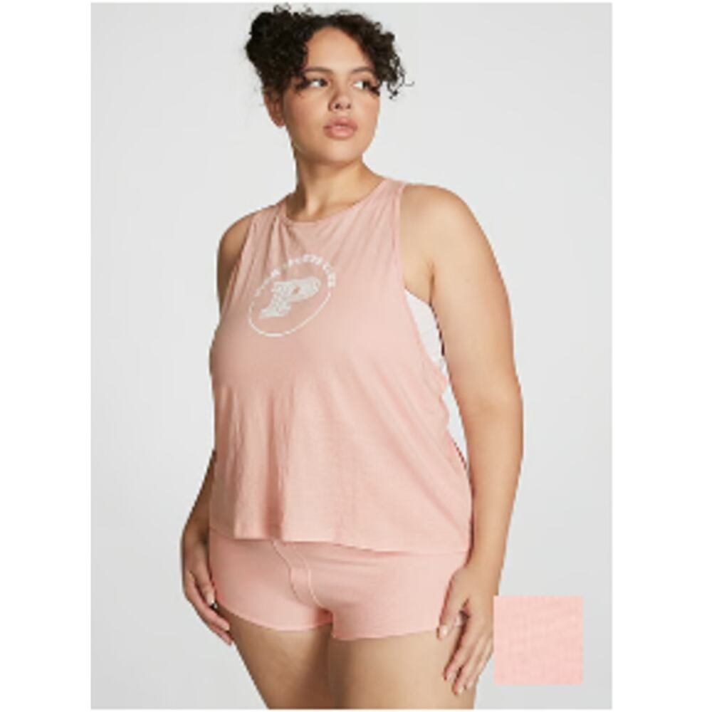 PINK by Victoria’s Secret Cropped Racerback Tank Top Set of 2 Sz M Pink NWT Soft